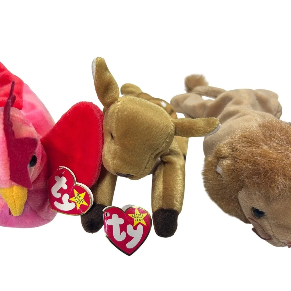 Ty Beanie‎ Babies Lot 5 Strut Whisper Roary Jabber Clubby Plush Toys Excellent